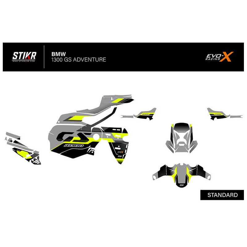 KIT DECO BMW 1300 GS ADVENTURE MODELE V3 GRIS JAUNE