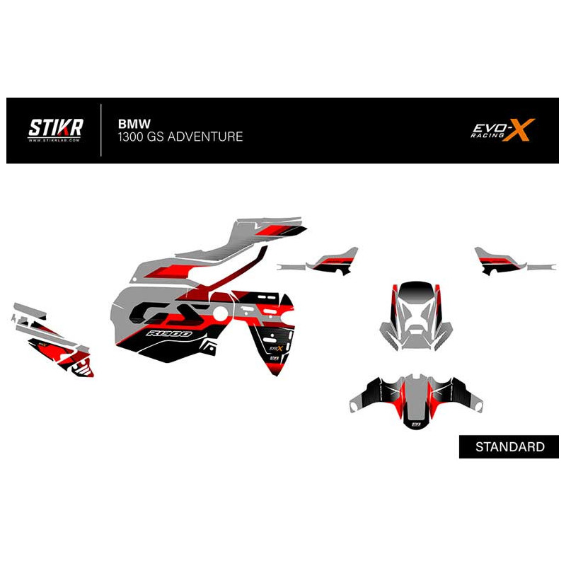 KIT DECO BMW 1300 GS ADVENTURE MODELE V3 GRIS ROUGE
