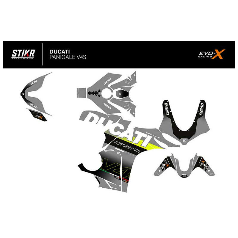 Kit déco DUCATI PANIGALE V4S/R - MODELE V1 - GRIS JAUNE