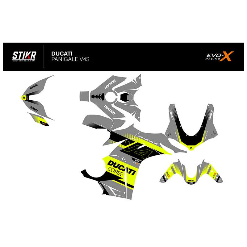 Kit déco DUCATI PANIGALE V4S/R - MODELE V2 - GRIS JAUNE