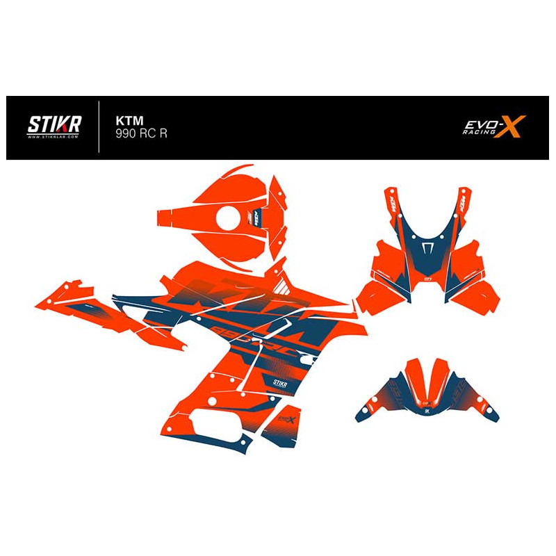 Kit déco KTM 990 RC R - V1 - ORANGE BLEU