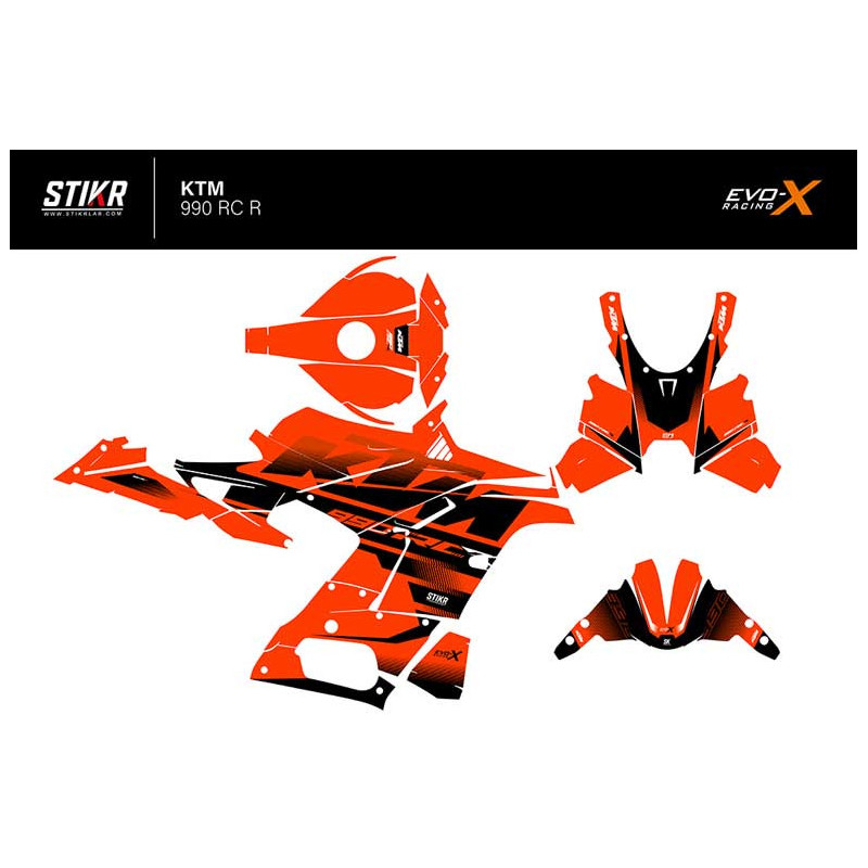 Kit déco KTM 990 RC R - V1 - ORANGE NOIR