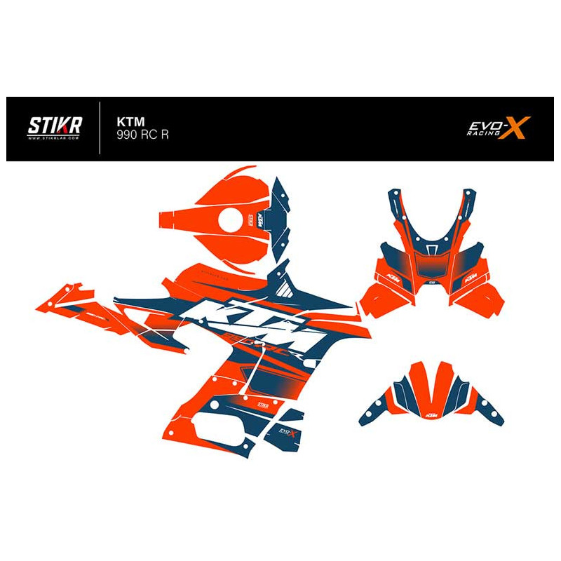 Kit déco KTM 990 RC R - V2 - ORANGE BLEU