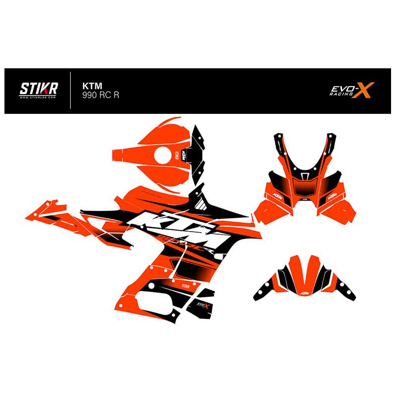 Kit déco KTM 990 RC R - V2 - ORANGE NOIR