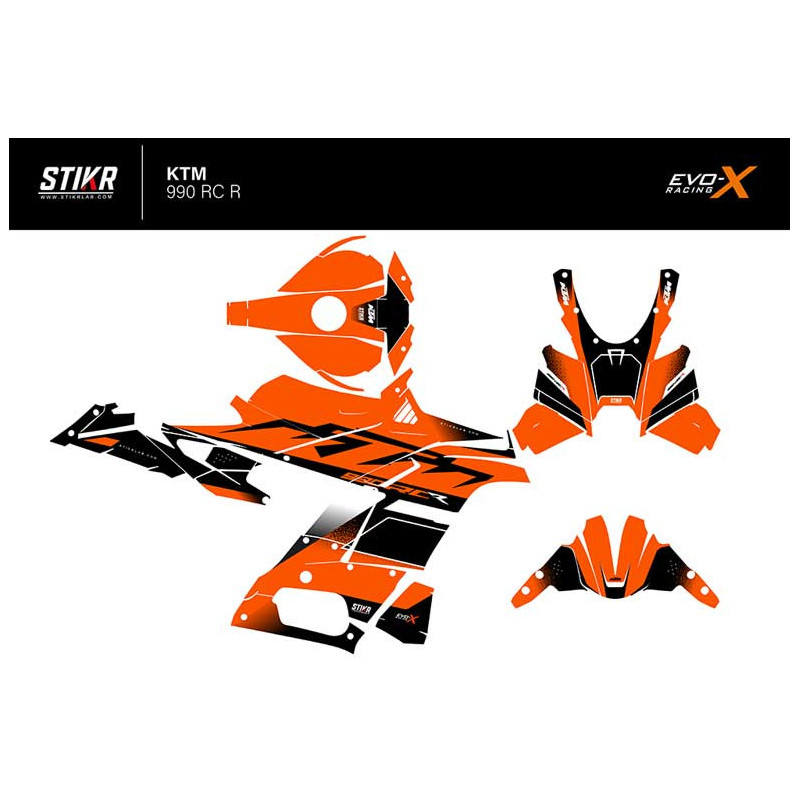 Kit déco KTM 990 RC R - V3 - ORANGE NOIR