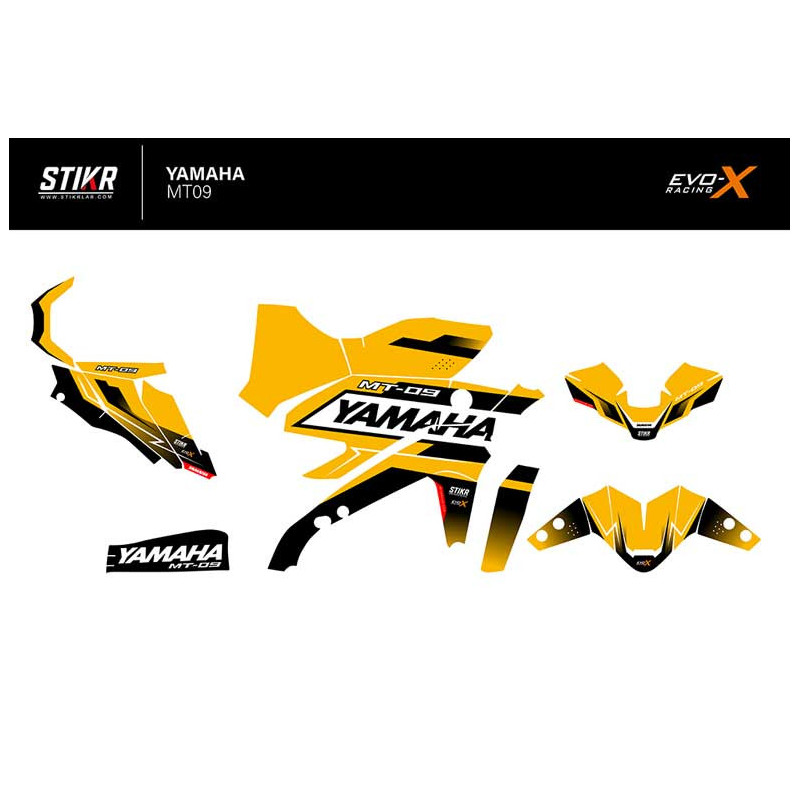 KIT DECO STIKRLAB YAMAHA MT09 V2 JAUNE