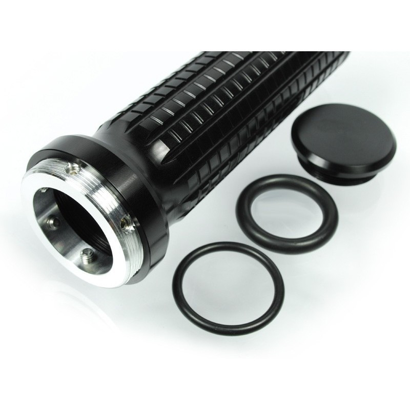 Paire de poignées alu sans bouchon 22 et 25,4 mm Noir