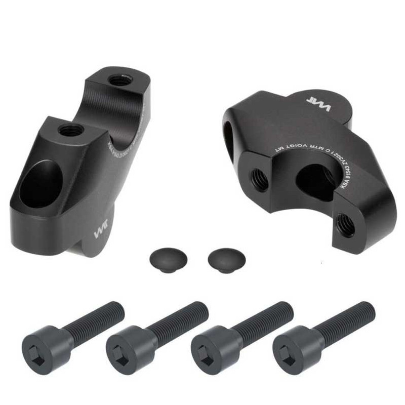 PAIRE REHAUSSEURS DE GUIDON 30 MM AVEC DÉPORT 21 MM POUR GUIDON 25.4MM NOIR