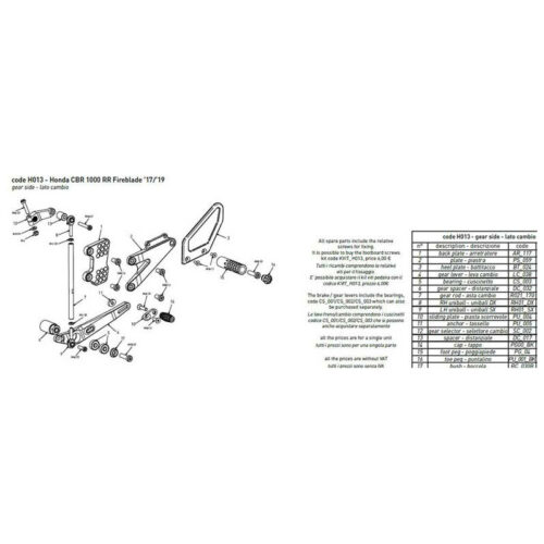 PARE TALON CARBONE COMMANDES RECULEES BONAMICI PIECE DETACHEE