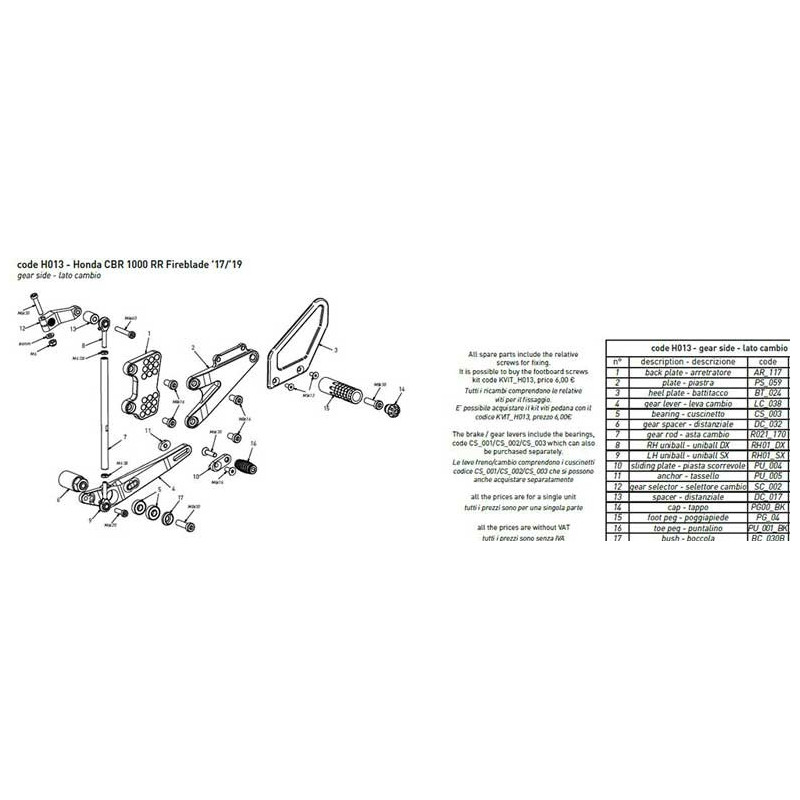 PARE TALON CARBONE COMMANDES RECULEES BONAMICI PIECE DETACHEE