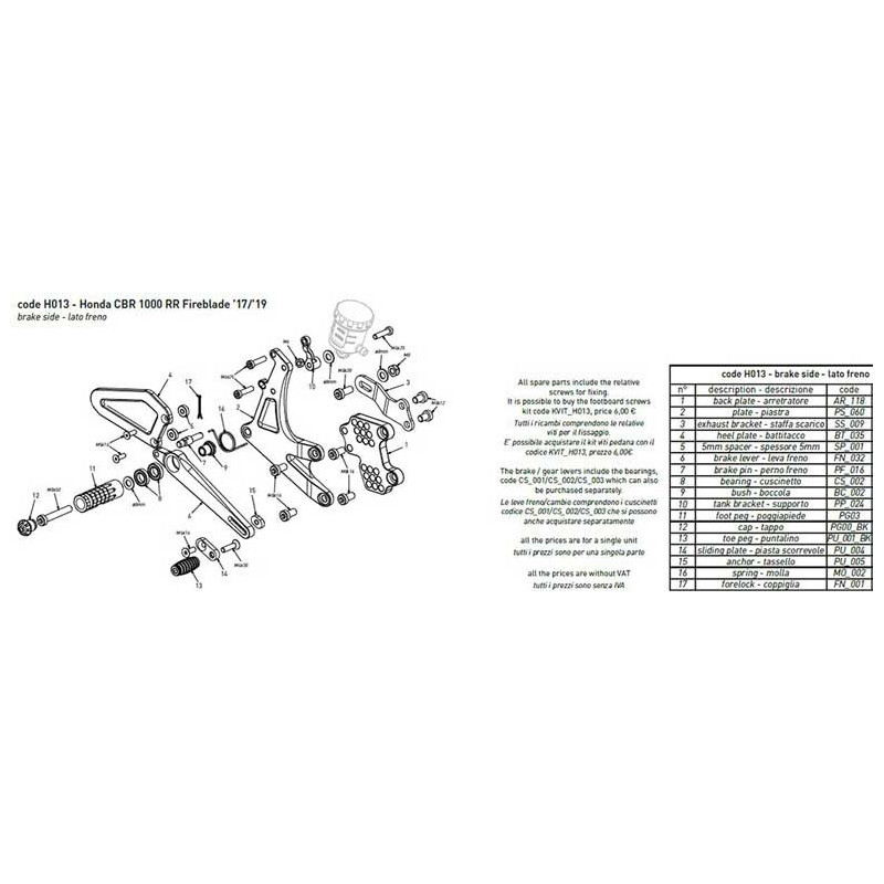 PARE TALON CARBONE COMMANDES RECULEES BONAMICI PIECE DETACHEE