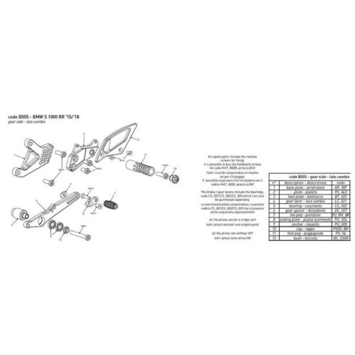 PARE TALON CARBONE COMMANDES RECULEES BONAMICI PIECE DETACHEE