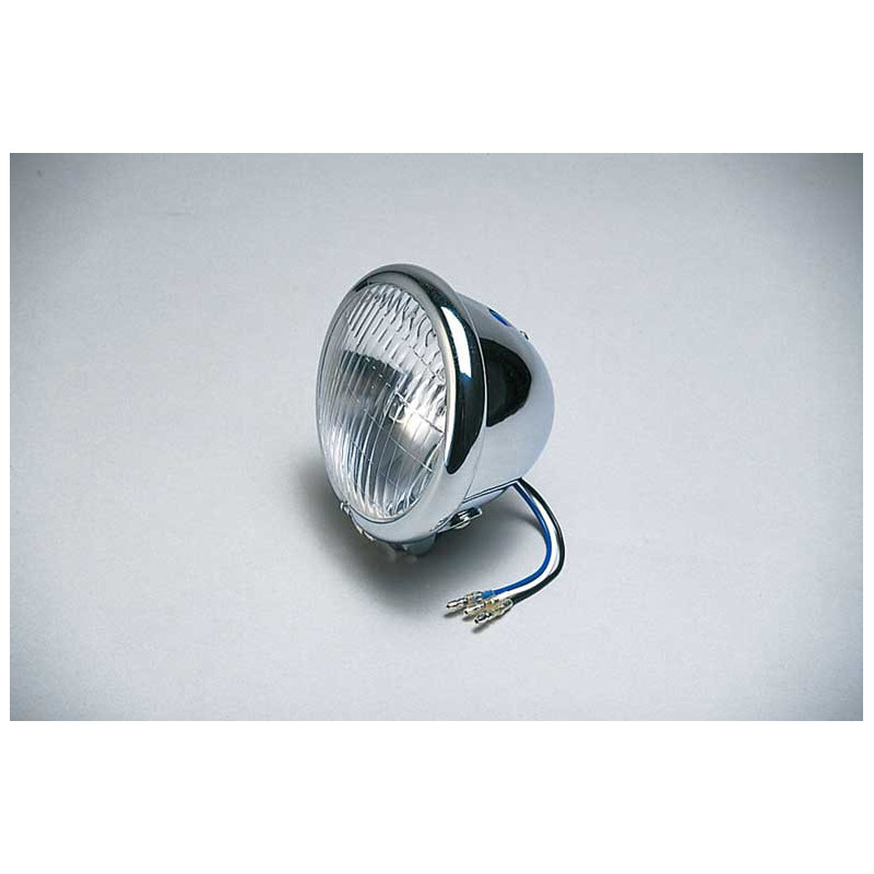 Phare chrome avec verre vintage. diamètre 4.5 . 12 V 35W