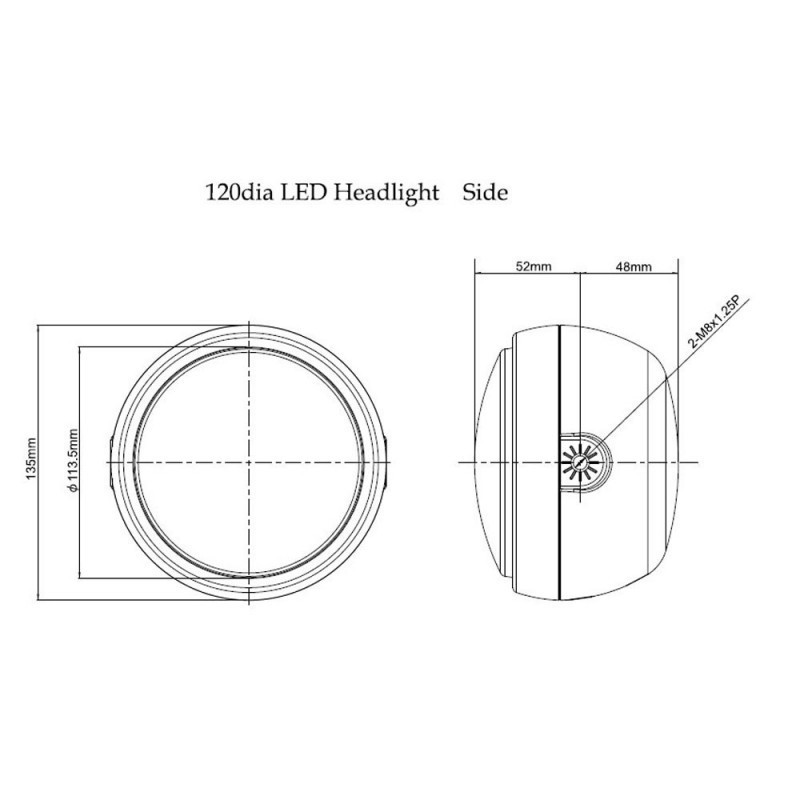 Phare noir LED 135mm Daytona fixations latérales