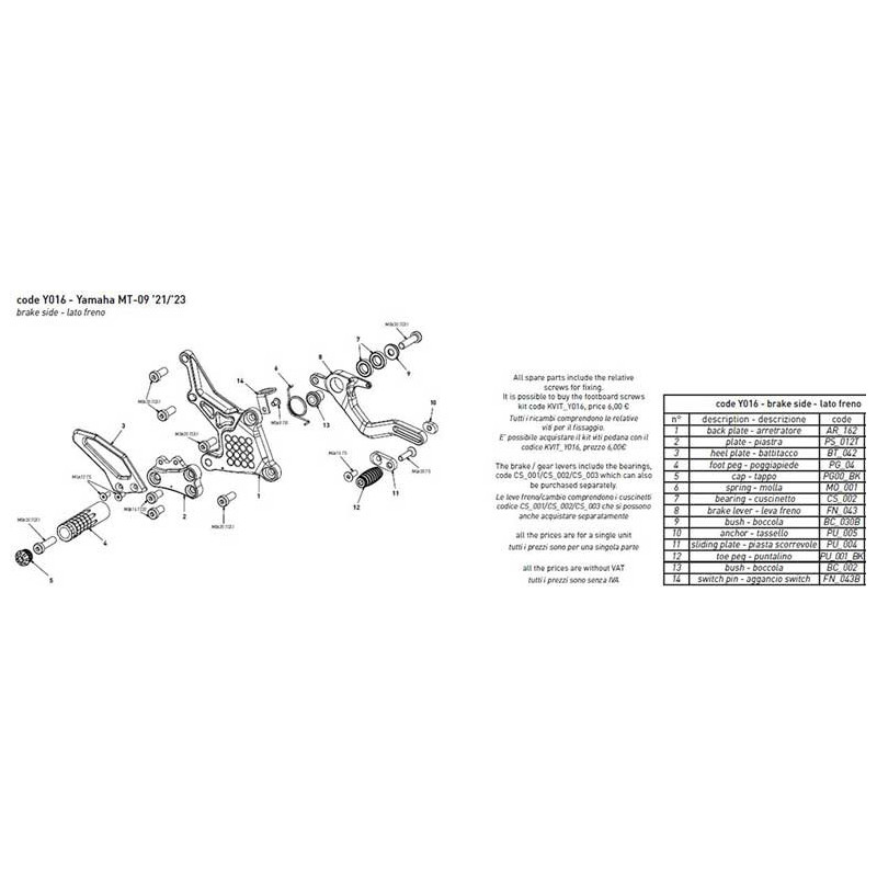 PLATINE COTE CADRE BONAMICI RACING PIECE DÉTACHÉE