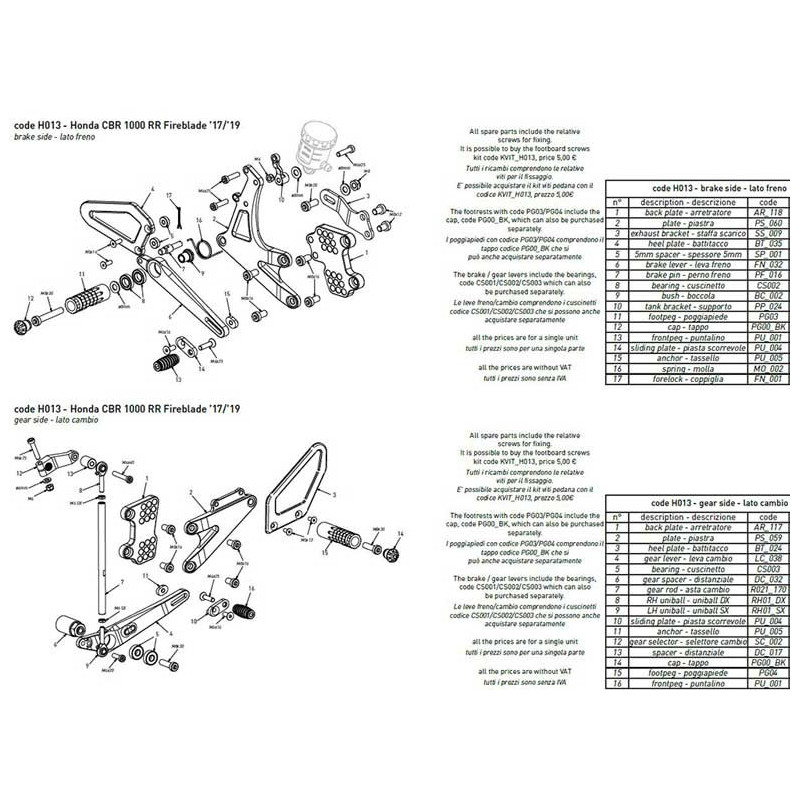 PLATINE INTERMEDIAIRE COMMANDE RECULEE BONAMICI RACING PIECE DETACHEE