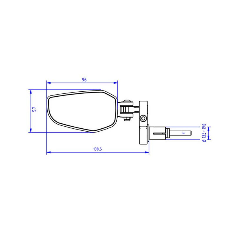 RETROVISEUR GAUCHE EMBOUT DE GUIDON CNC RACING