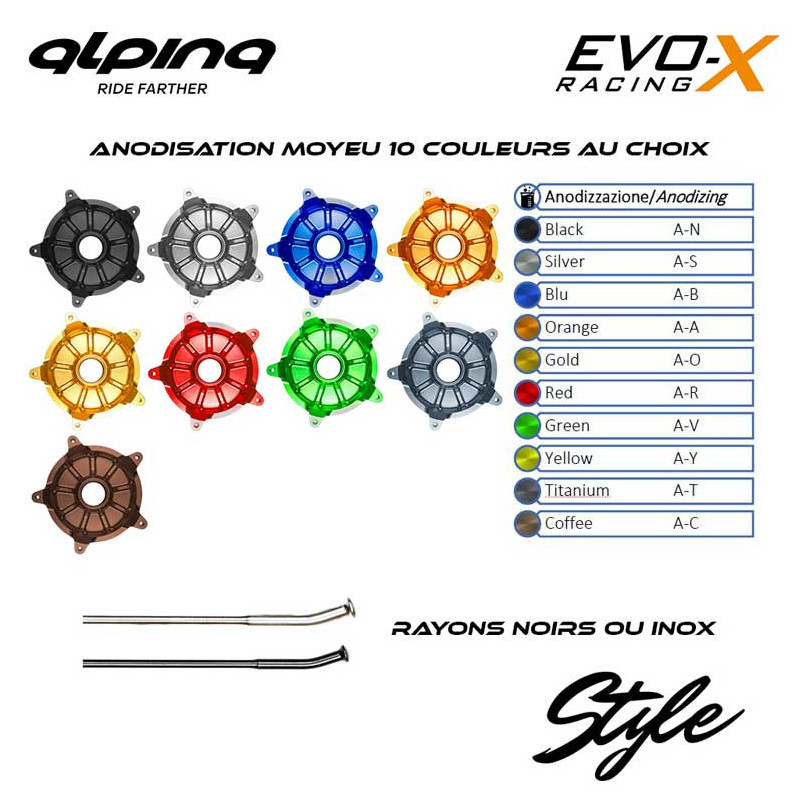 ROUE AV SUPERMOTARD A RAYONS TUBELESS 3.5 X 17 PACK STYLE