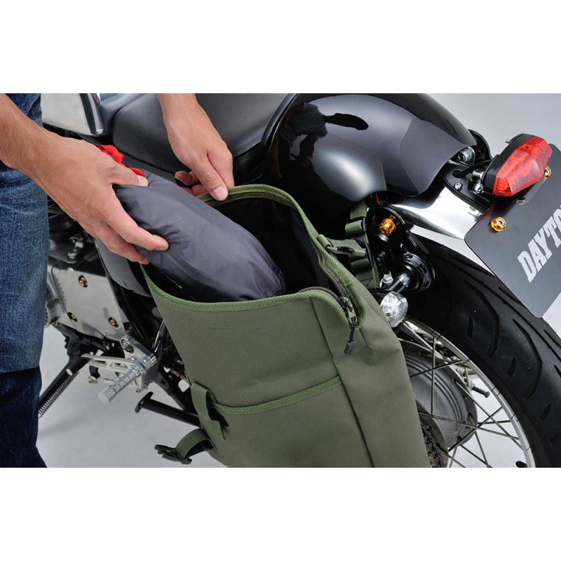 SACOCHE LATERALE MOTO VINTAGE KAKI ETANCHE DAYTONA 8L