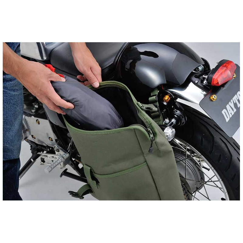 SACOCHE LATERALE MOTO VINTAGE KAKI ETANCHE DAYTONA 8L