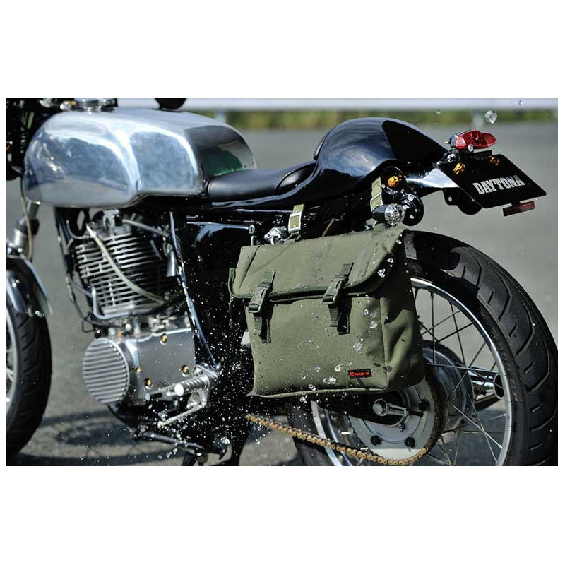 SACOCHE LATERALE MOTO VINTAGE KAKI ETANCHE DAYTONA 8L