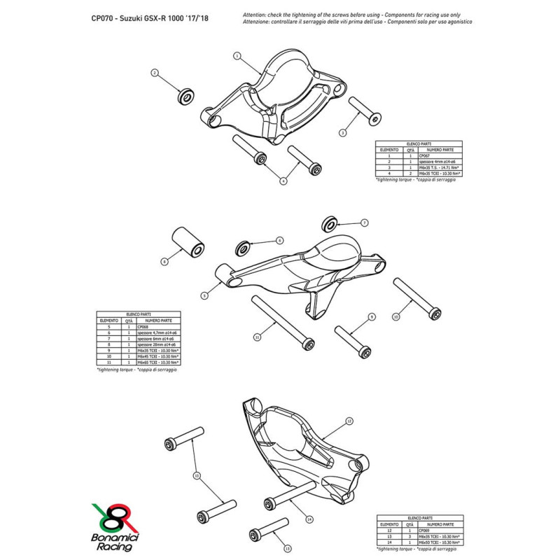 SUZUKI GSXR 1000 KIT PROTECTION CARTER COTE GAUCHE ET DROIT ALU TAILLE MASSE BON