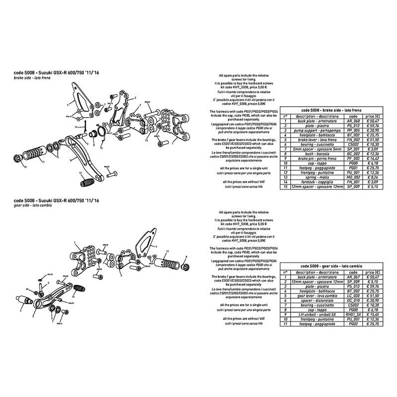 SUZUKI GSXR600-750 COMMANDES RECULEES INVERSEES OU NON