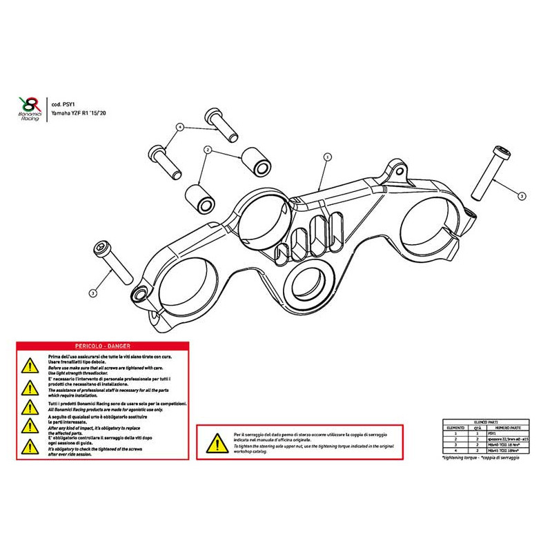 YAMAHA R1 TE DE FOURCHE SUPERIEUR STREET BONAMICI RACING