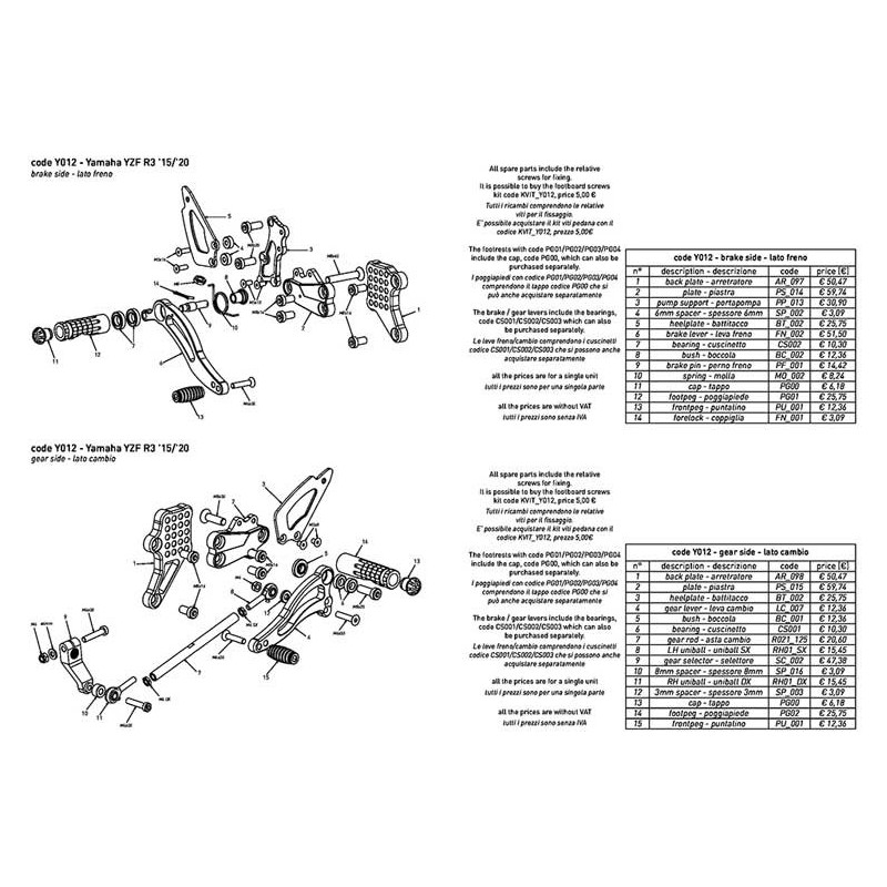YAMAHA R25 - R3 COMMANDES RECULEES NORMALES OU INVERSEES