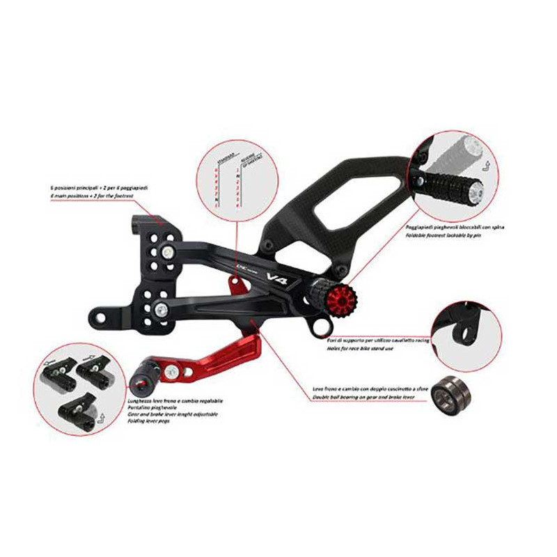 COMMANDES RECULEES REGLABLES CARBONE CNC RACING Ducati per serie Panigale V4